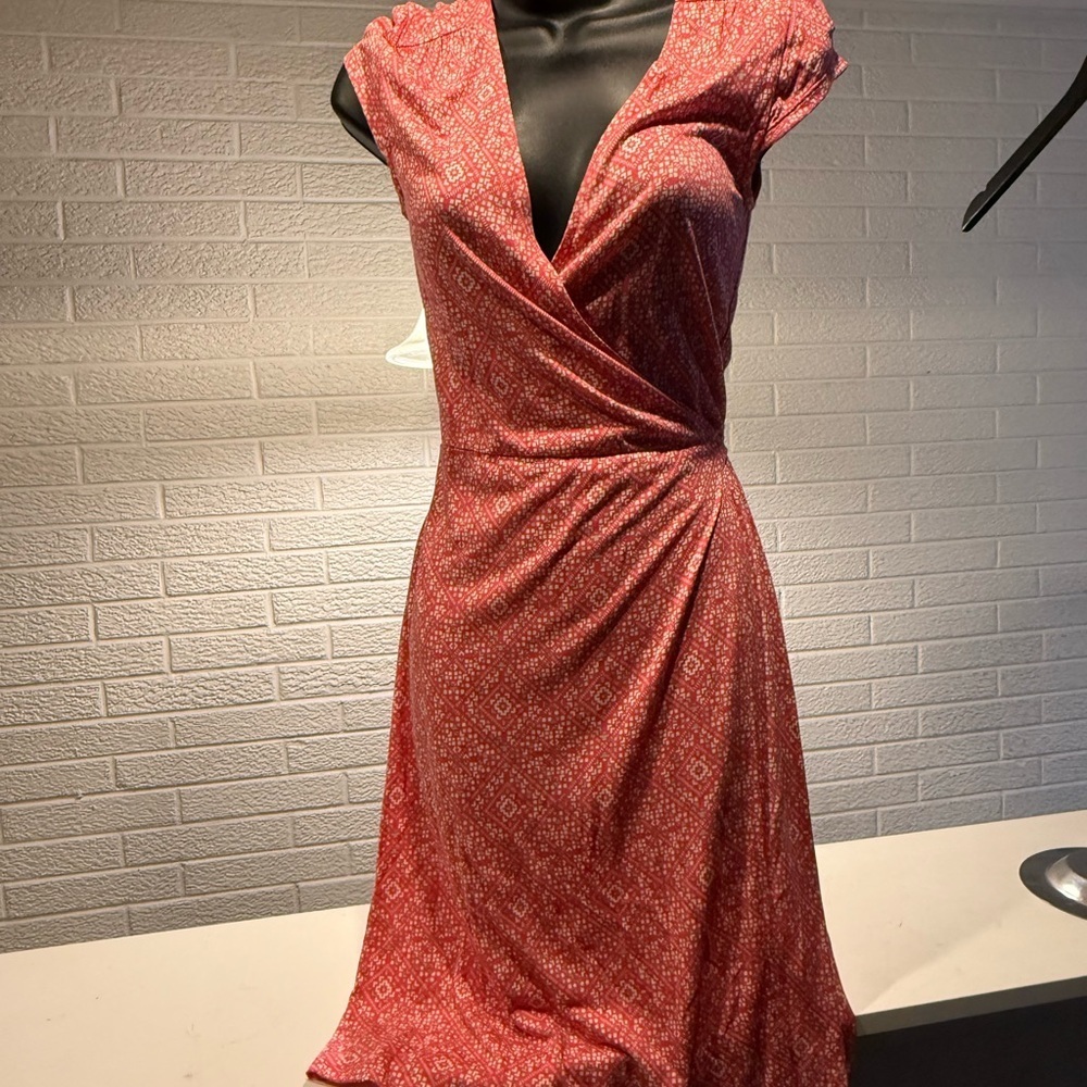 Old Navy Orange Ruched Wrap Midi Dress‎